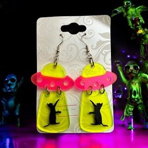 Vibrant Yellow and Pink Statement Earrings